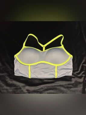 PINK Victoria's Secret Gray Molded Bra with Neon Yellow Trim